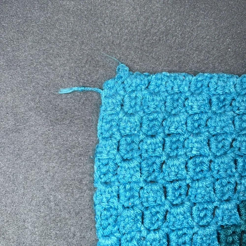 Handmade Crochet Baby Blanket Green Blue‎ Cotton Afghan 23x25 Gift